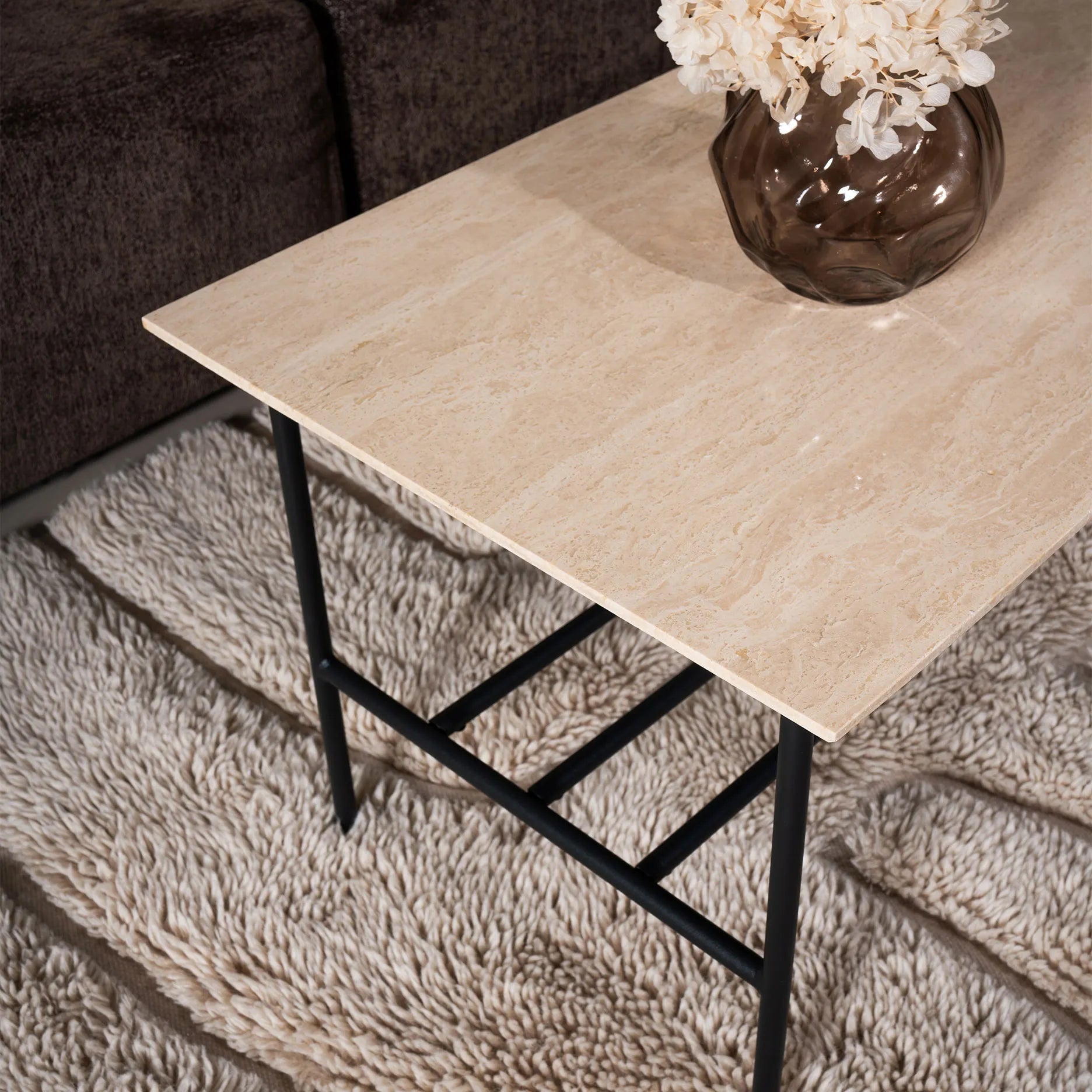 LINES II sofabord i travertin 100x50 cm